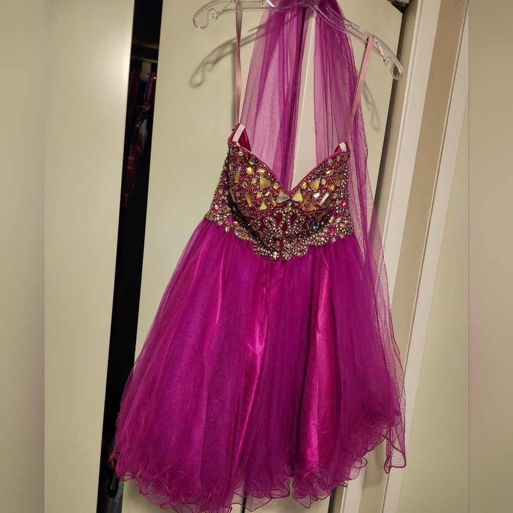 Strapless Beaded Pink Homecoming Dress